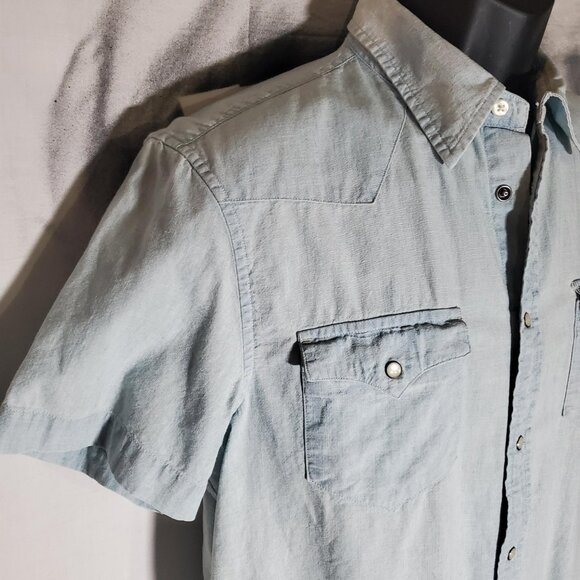 Polo Ralph Lauren Boys Short-Sleeve Chambray Blue Western Shirt Snap Sz XL - Picture 4 of 16